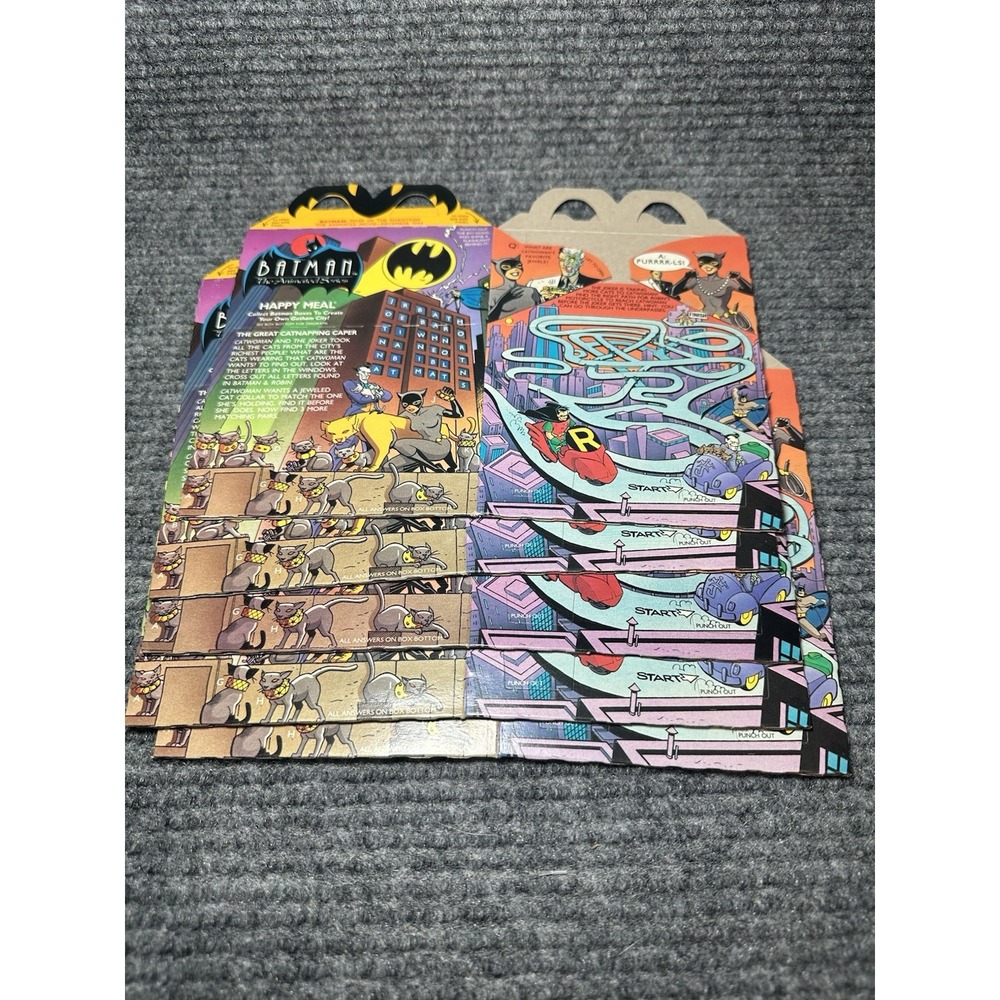 1993 'BATMAN THE ANIMATED SERIES' HAPPY MEAL BOX LOT OF (5)‎ UNUSED! BOX #1
